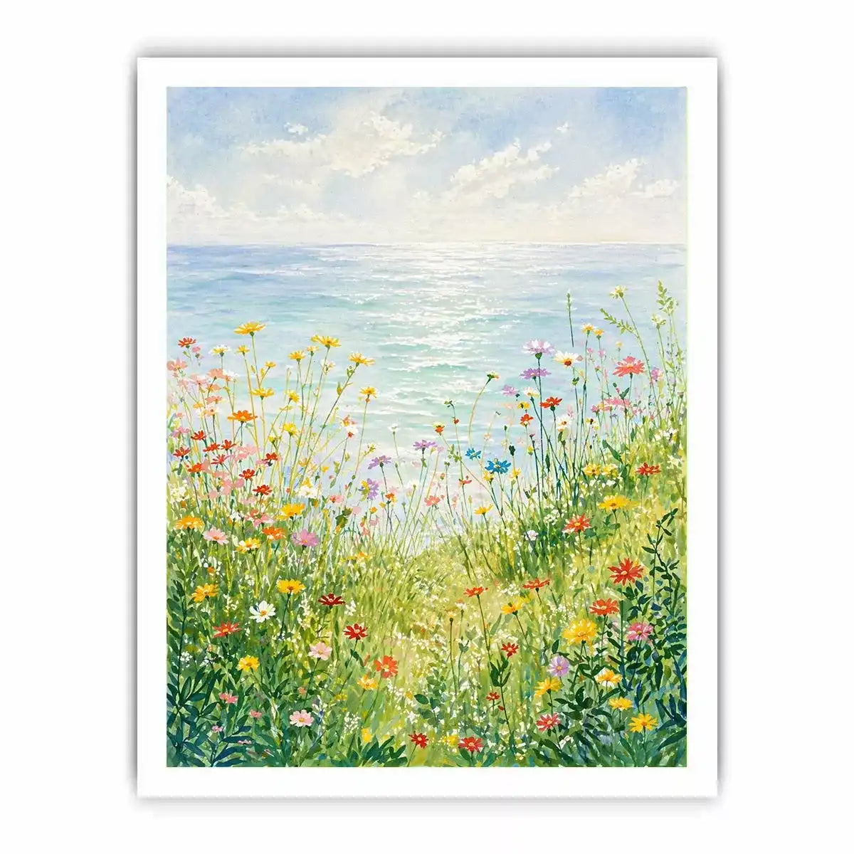 Soft wildflower meadow landscape Canvas Print with pastel tones, calming decor