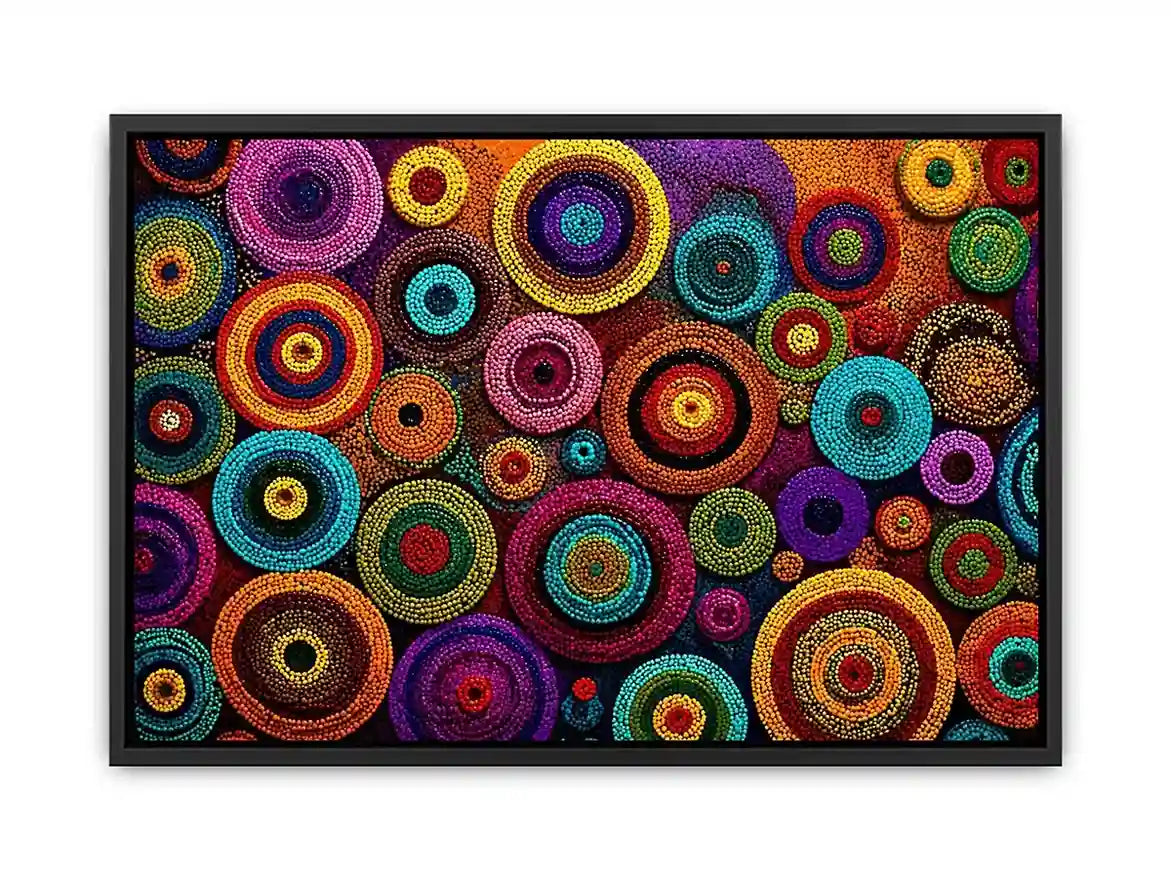 Colorful abstract dot pattern circles Canvas Print, modern geometric canvas decor