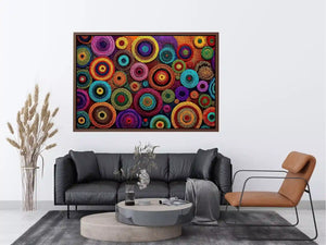 Colorful abstract dot pattern circles Canvas Print, modern geometric canvas decor