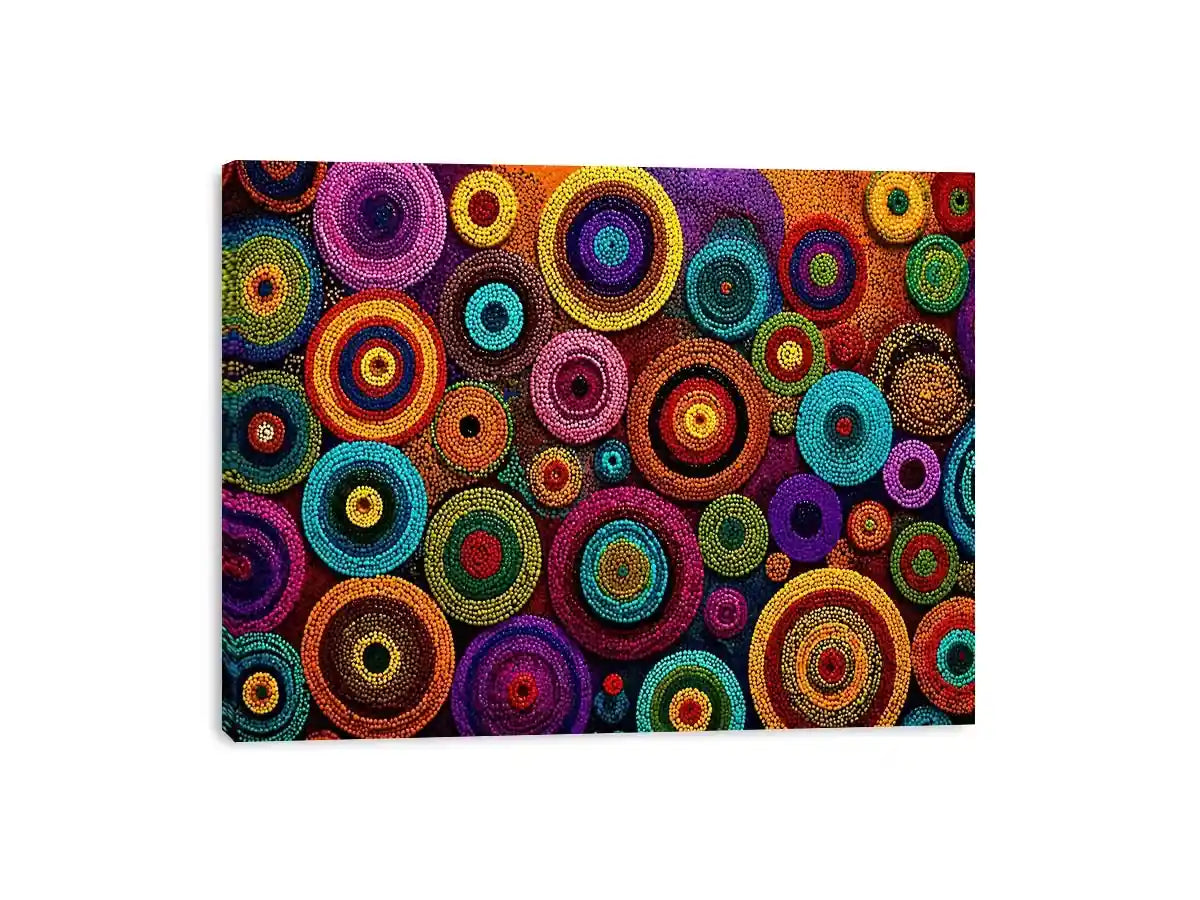 Colorful abstract dot pattern circles Canvas Print, modern geometric canvas decor