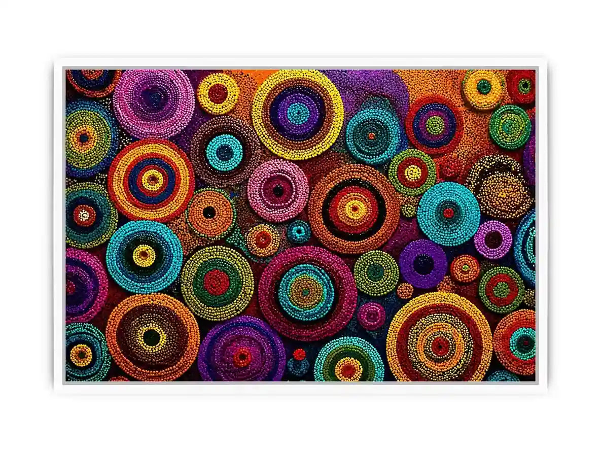 Colorful abstract dot pattern circles Canvas Print, modern geometric canvas decor