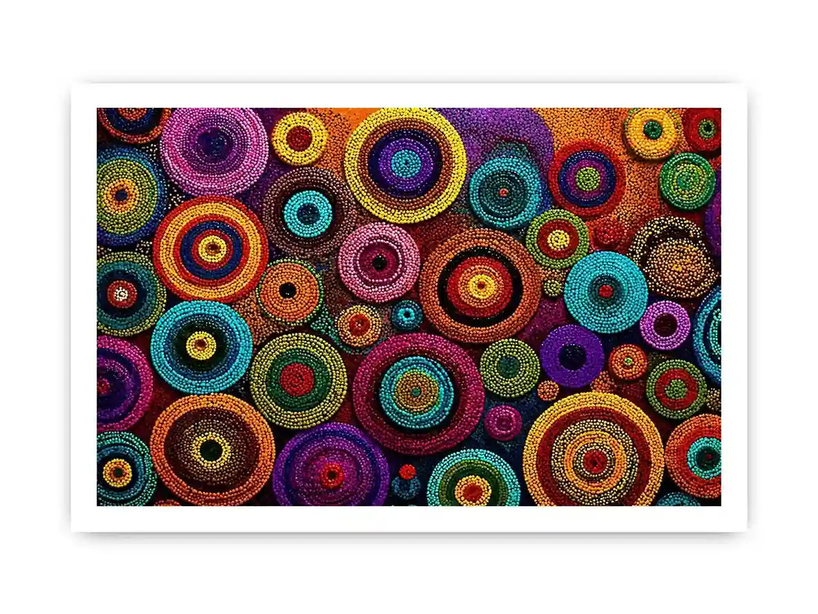 Colorful abstract dot pattern circles Canvas Print, modern geometric canvas decor