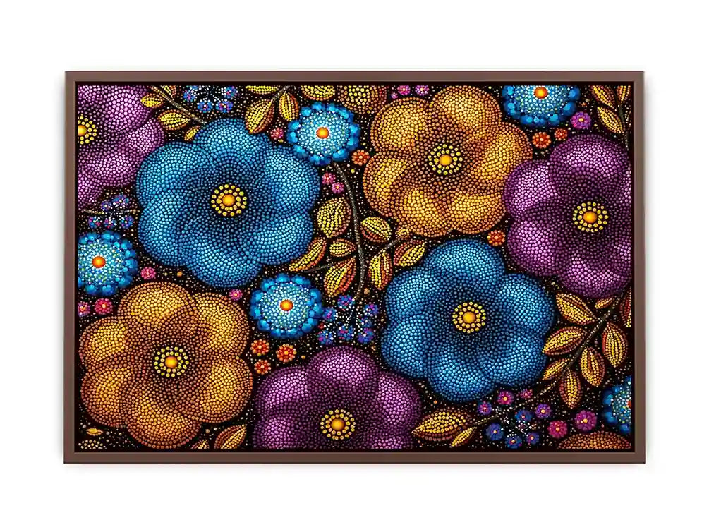 Colorful abstract floral dot pattern Canvas Print, modern bold canvas decor