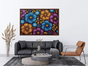 Colorful abstract floral dot pattern Canvas Print, modern bold canvas decor