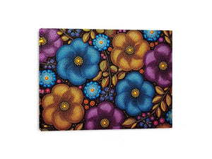Colorful abstract floral dot pattern Canvas Print, modern bold canvas decor