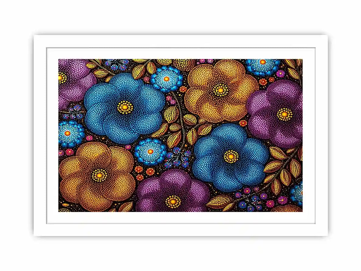 Colorful abstract floral dot pattern Canvas Print, modern bold canvas decor