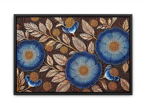 Blue floral dot pattern botanical Canvas Print, modern elegant decor