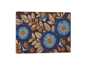 Blue floral dot pattern botanical Canvas Print, modern elegant decor