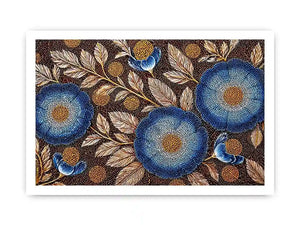 Blue floral dot pattern botanical Canvas Print, modern elegant decor
