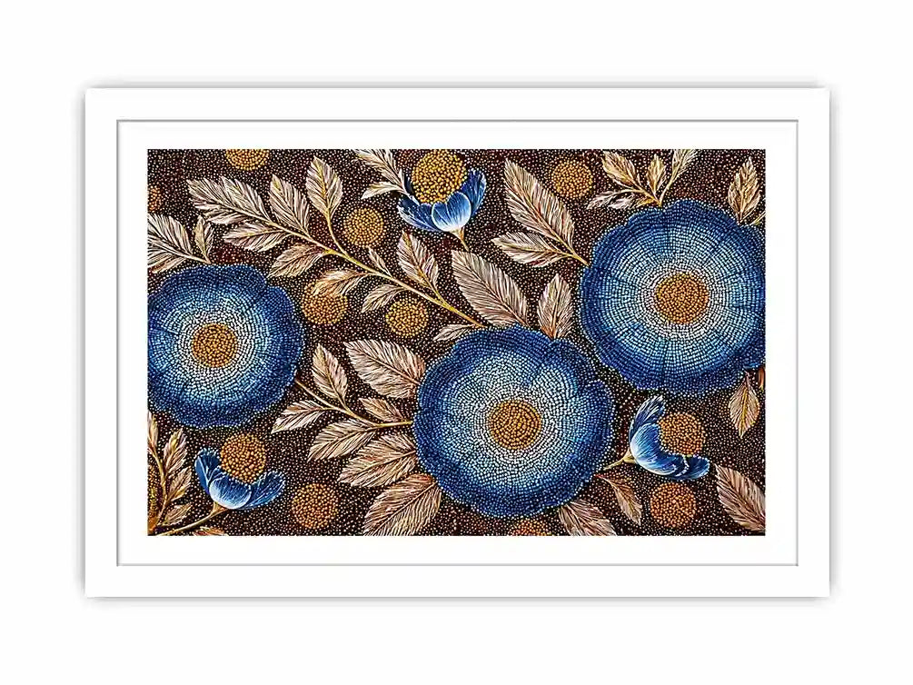 Blue floral dot pattern botanical Canvas Print, modern elegant decor