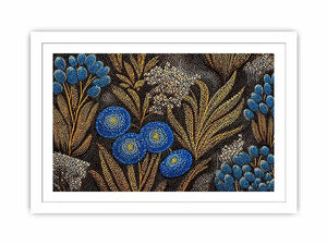 Blue and gold botanical dot pattern Canvas Print, luxury modern decor