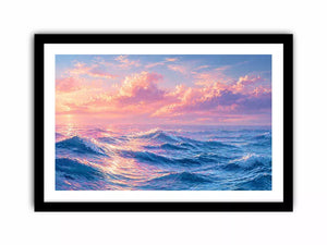 Pastel ocean waves Canvas Print with dreamy sky, calming coastal decor
