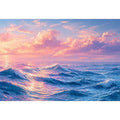 Pastel ocean waves Canvas Print with dreamy sky, calming coastal decor
