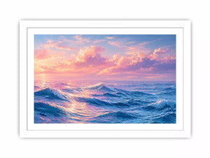 Pastel ocean waves Canvas Print with dreamy sky, calming coastal decor