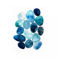 Minimalist blue pebble watercolor Canvas Print, coastal modern decor