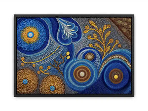 Blue and gold abstract dot pattern Canvas Print, luxury modern decor