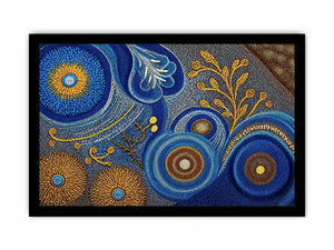 Blue and gold abstract dot pattern Canvas Print, luxury modern decor