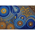 Blue and gold abstract dot pattern Canvas Print, luxury modern decor