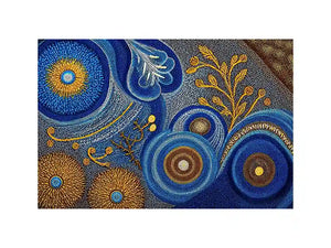 Blue and gold abstract dot pattern Canvas Print, luxury modern decor