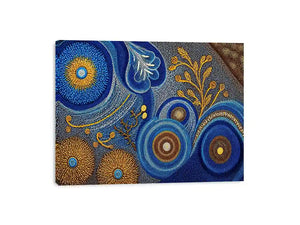 Blue and gold abstract dot pattern Canvas Print, luxury modern decor