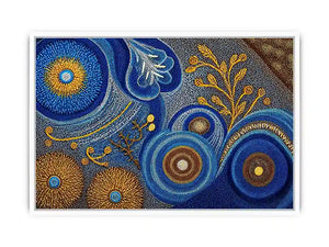 Blue and gold abstract dot pattern Canvas Print, luxury modern decor