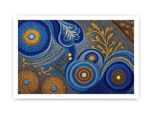 Blue and gold abstract dot pattern Canvas Print, luxury modern decor