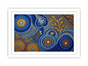 Blue and gold abstract dot pattern Canvas Print, luxury modern decor