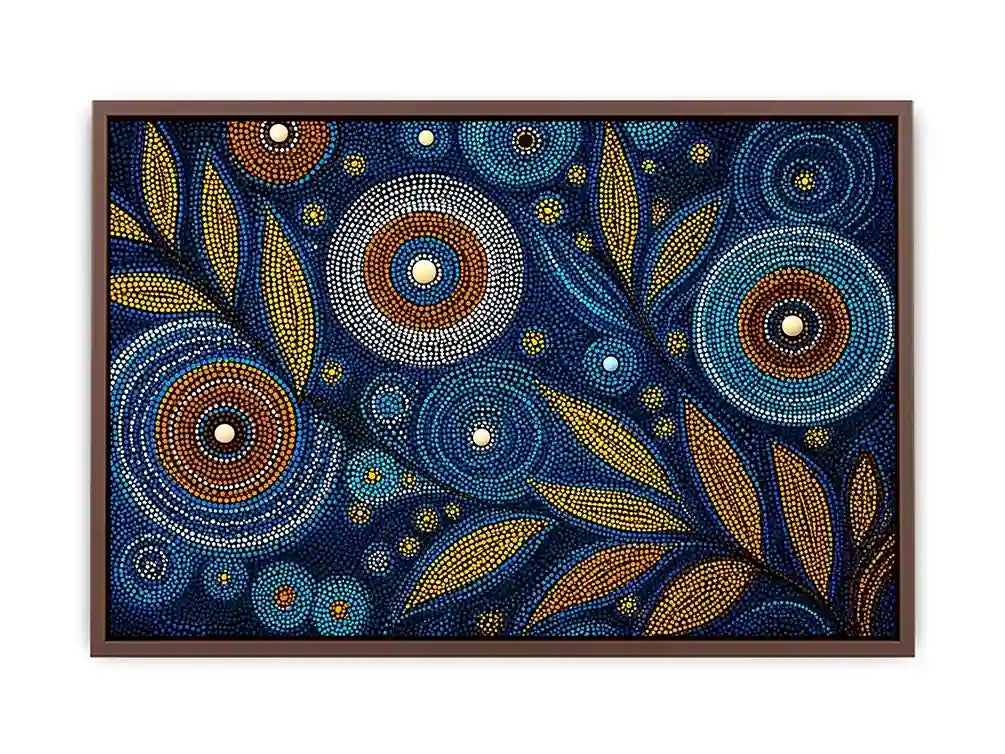 abstract blue gold dot painting, luxury botanical dot Canvas Print, modern geometric dot Canvas Print, blue gold textured abstract artwork