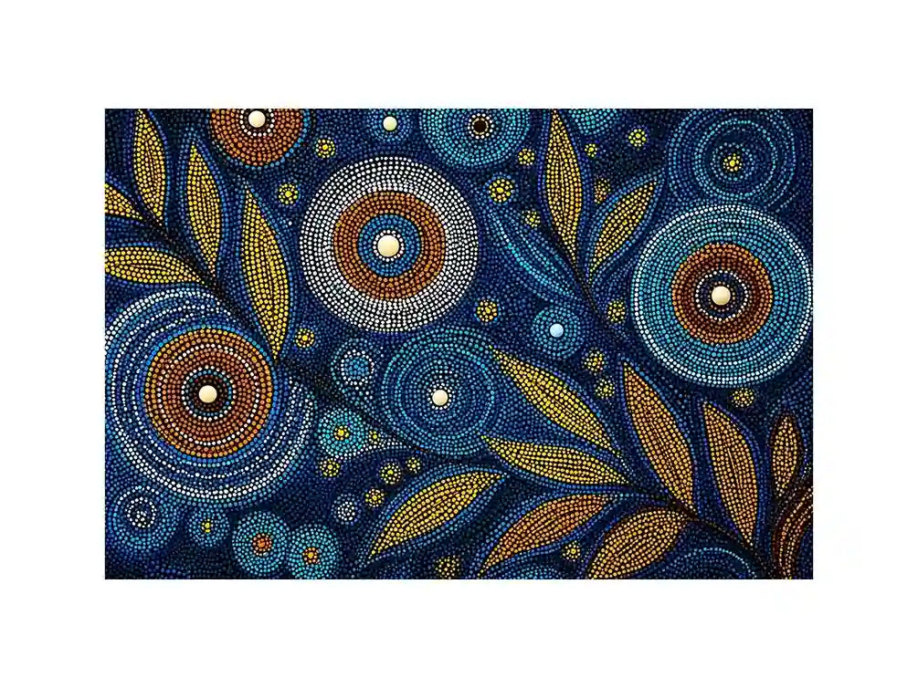 abstract blue gold dot painting, luxury botanical dot Canvas Print, modern geometric dot Canvas Print, blue gold textured abstract artwork