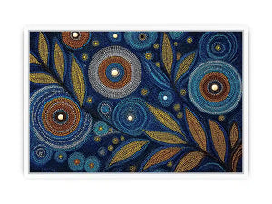 abstract blue gold dot painting, luxury botanical dot Canvas Print, modern geometric dot Canvas Print, blue gold textured abstract artwork