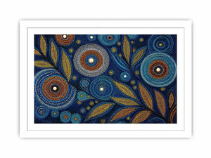 abstract blue gold dot painting, luxury botanical dot Canvas Print, modern geometric dot Canvas Print, blue gold textured abstract artwork