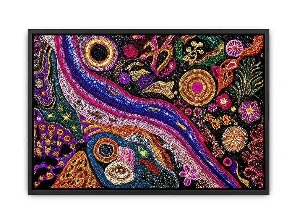 colorful abstract dot galaxy painting, vibrant cosmic dot Canvas Print, modern abstract colorful Canvas Print, galaxy inspired dot artwork