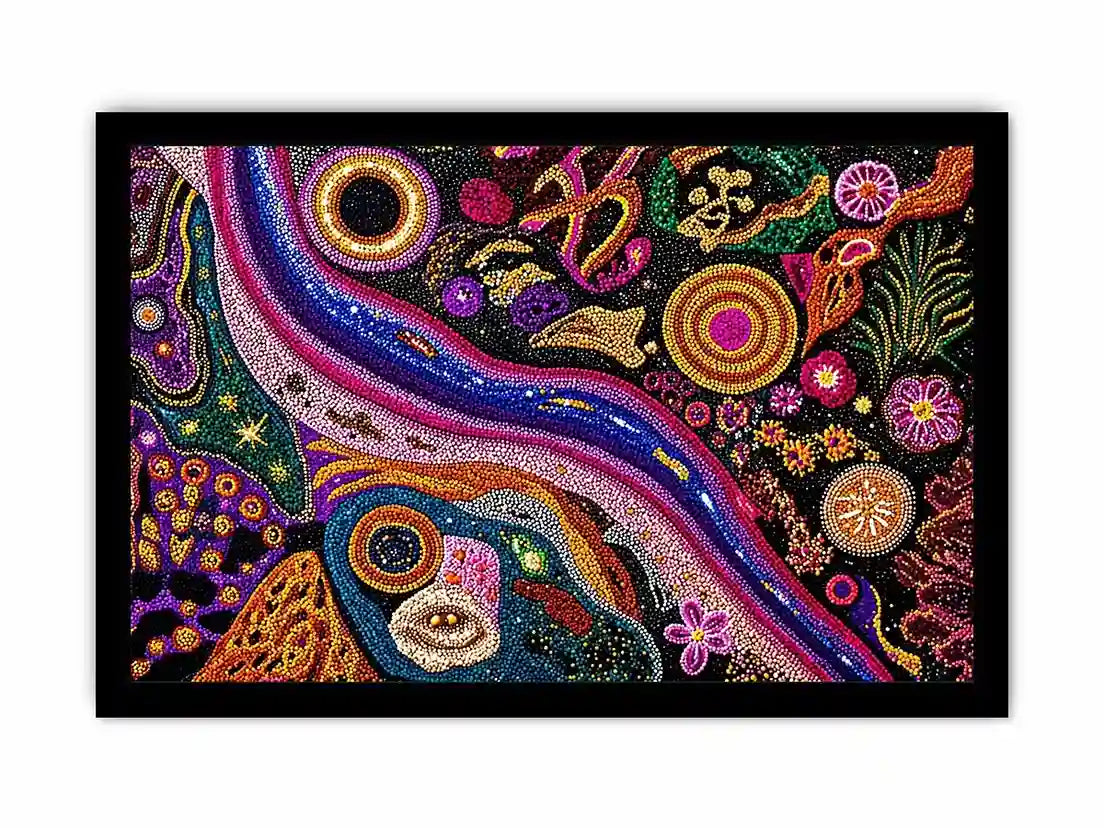 colorful abstract dot galaxy painting, vibrant cosmic dot Canvas Print, modern abstract colorful Canvas Print, galaxy inspired dot artwork