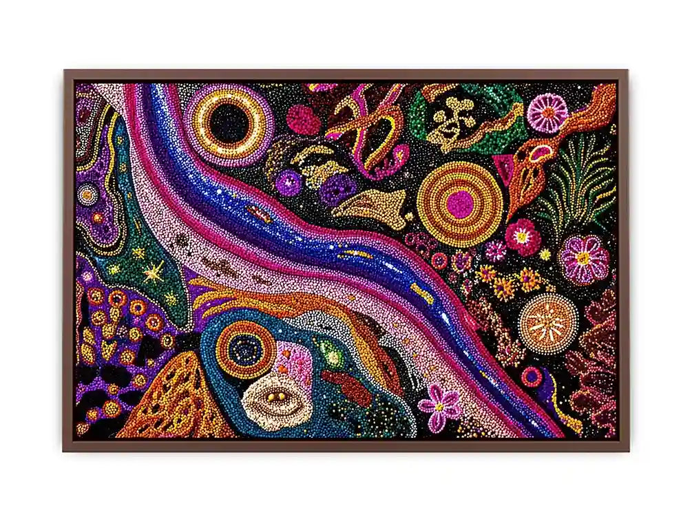colorful abstract dot galaxy painting, vibrant cosmic dot Canvas Print, modern abstract colorful Canvas Print, galaxy inspired dot artwork