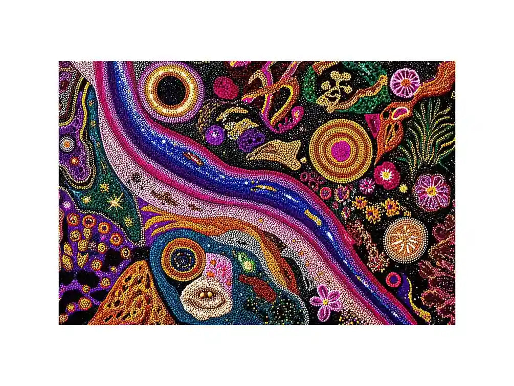 colorful abstract dot galaxy painting, vibrant cosmic dot Canvas Print, modern abstract colorful Canvas Print, galaxy inspired dot artwork