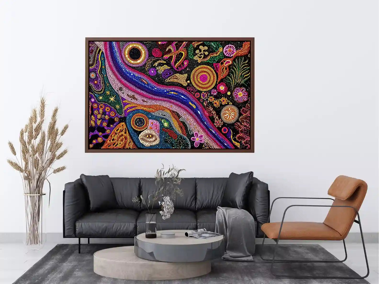 colorful abstract dot galaxy painting, vibrant cosmic dot Canvas Print, modern abstract colorful Canvas Print, galaxy inspired dot artwork