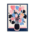 pastel floral vase Canvas Print, minimalist flower illustration canvas, modern scandinavian floral artwork, pink blue flower wall decor