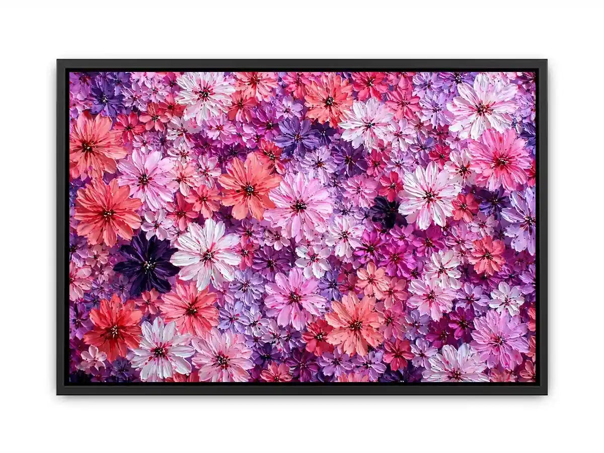 Abstract pink and purple floral blossoms textured painting pattern soft pastel flower Canvas Print