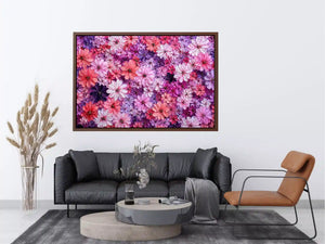 Abstract pink and purple floral blossoms textured painting pattern soft pastel flower Canvas Print