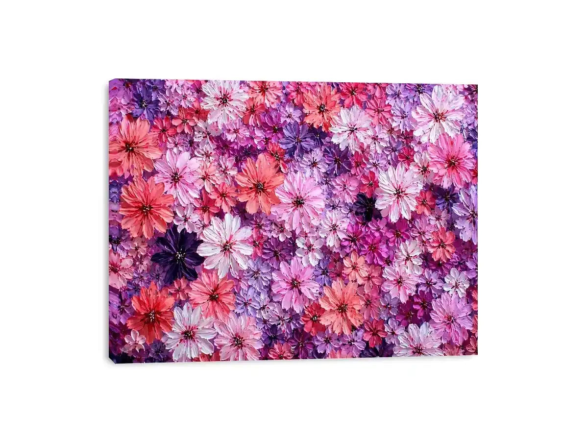 Abstract pink and purple floral blossoms textured painting pattern soft pastel flower Canvas Print
