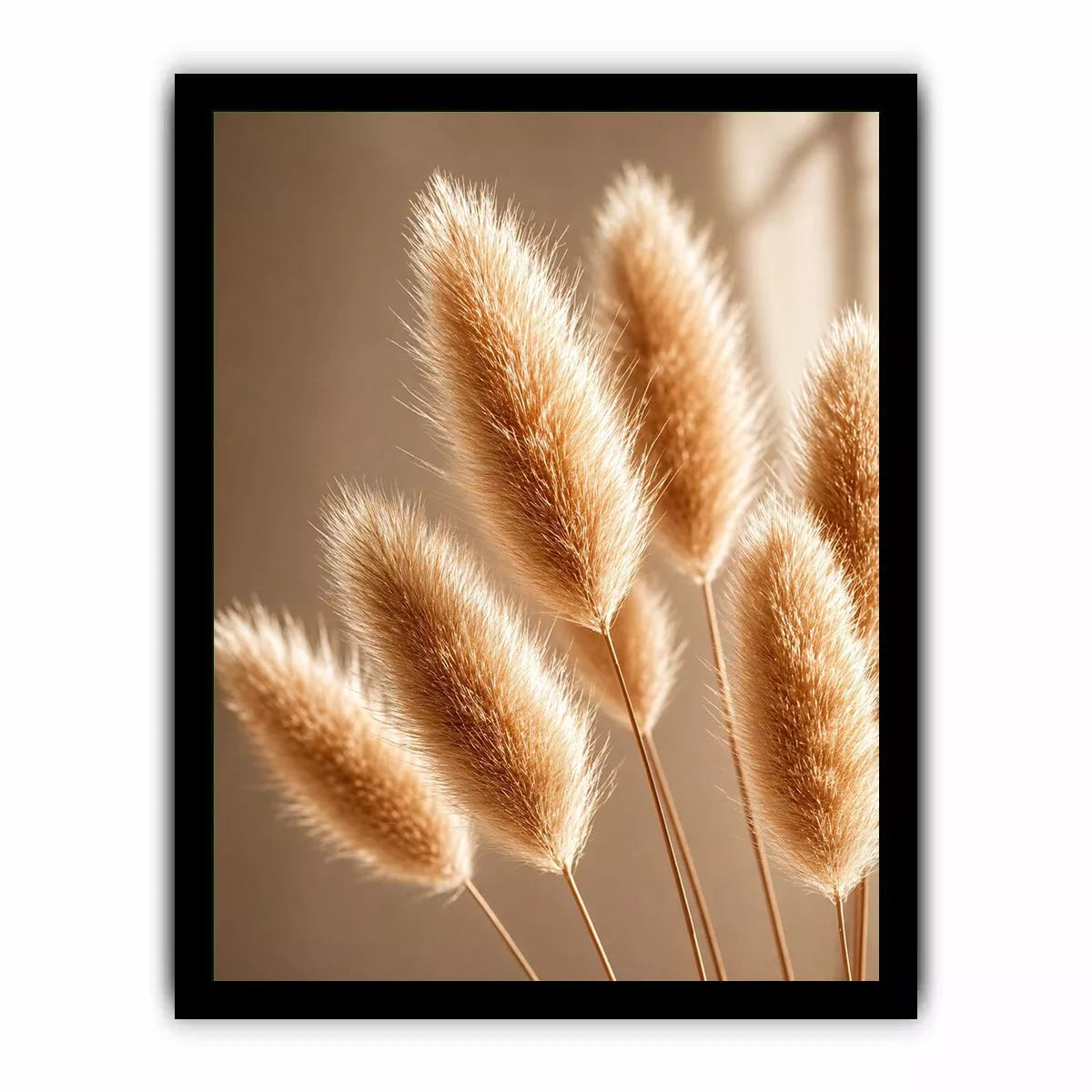 Minimal pampas grass in warm neutral tones soft beige botanical wall art photography