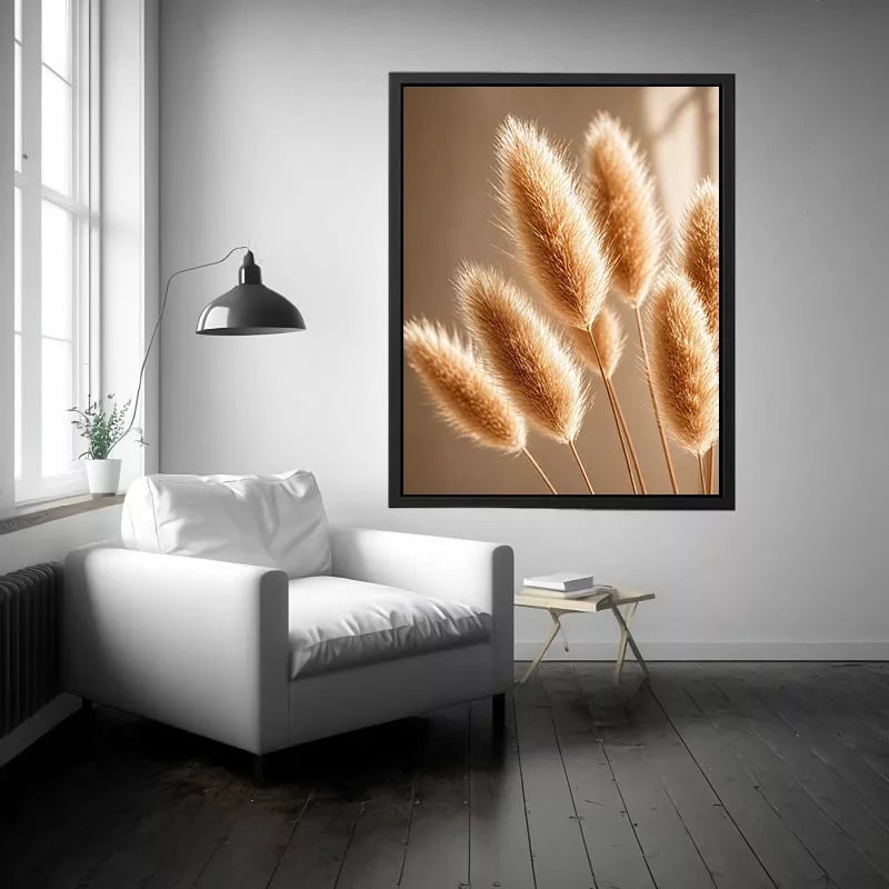 Minimal pampas grass in warm neutral tones soft beige botanical Canvas Print