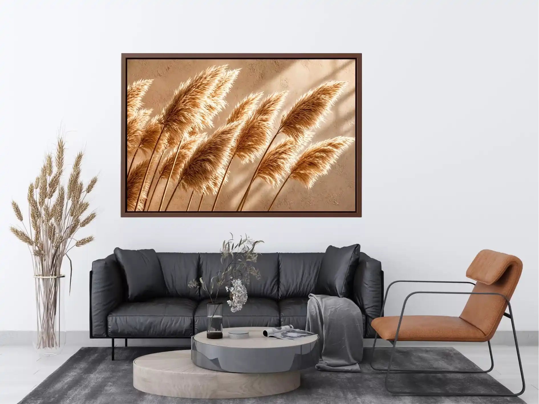 Warm neutral pampas grass Canvas Print soft beige botanical minimal decor