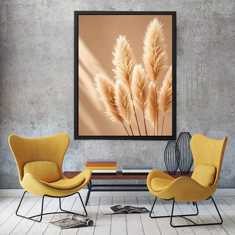 Minimal beige pampas grass Canvas Print soft neutral botanical aesthetic decor