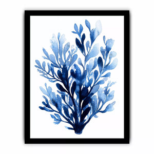 Blue watercolor botanical leaves abstract minimal Canvas Print elegant indigo plant illustration
