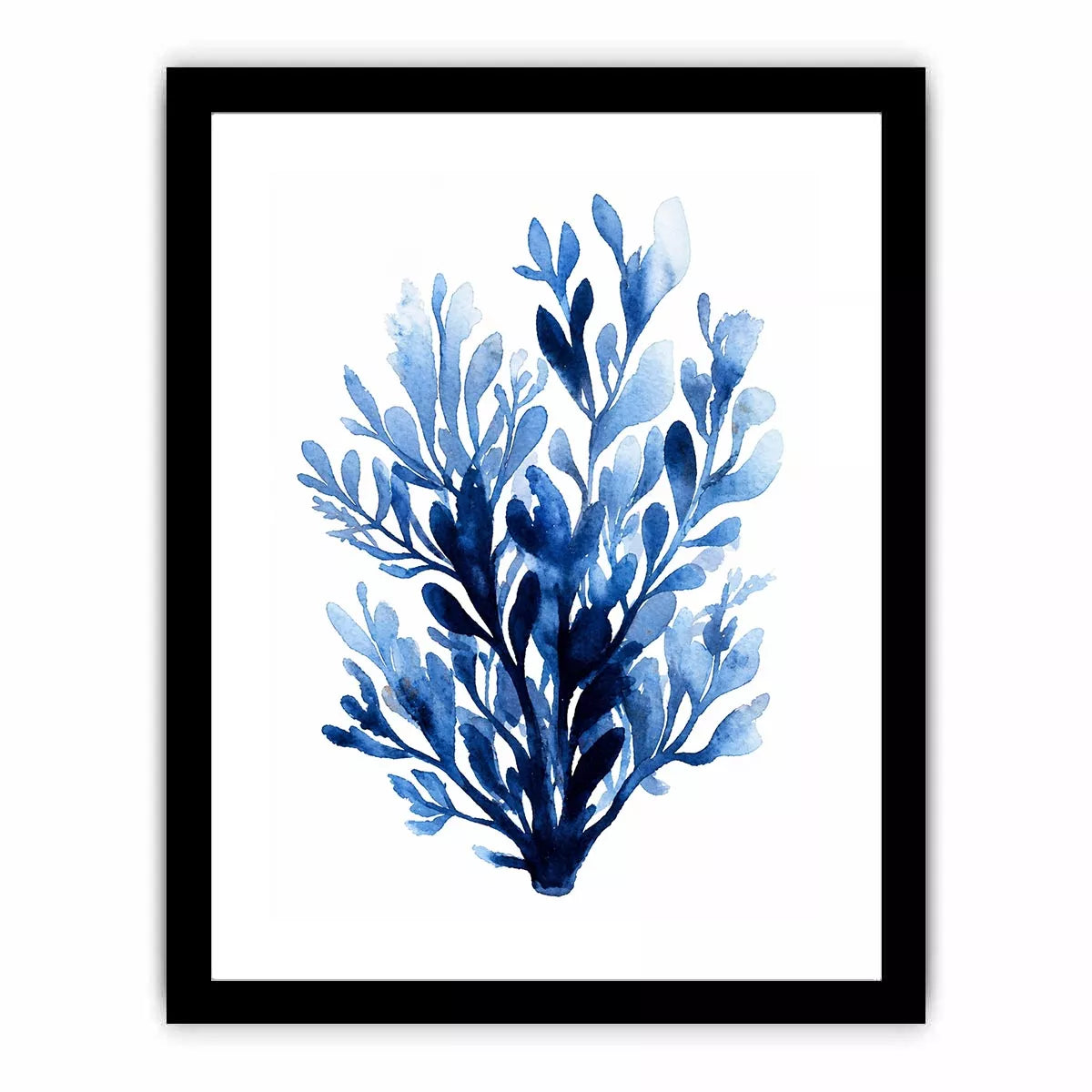 Blue watercolor botanical leaves abstract minimal Canvas Print elegant indigo plant illustration