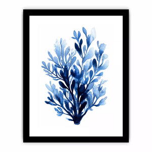 Blue watercolor botanical leaves abstract minimal Canvas Print elegant indigo plant illustration