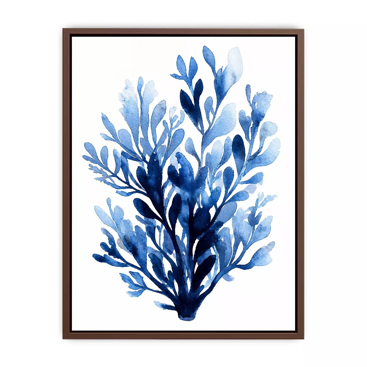 Blue watercolor botanical leaves abstract minimal Canvas Print elegant indigo plant illustration