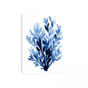 Blue watercolor botanical leaves abstract minimal Canvas Print elegant indigo plant illustration