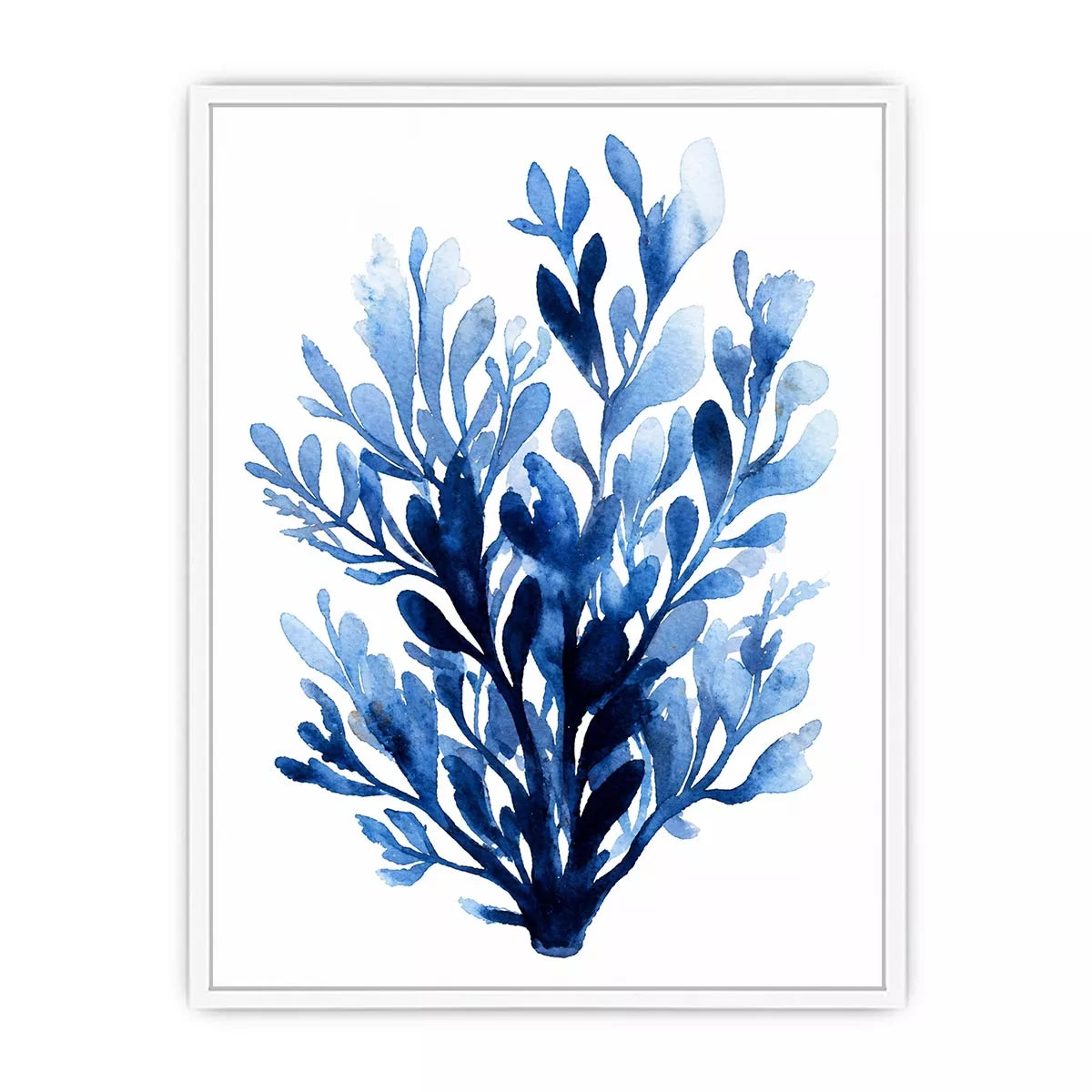 Blue watercolor botanical leaves abstract minimal Canvas Print elegant indigo plant illustration